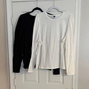 Old Navy Classic Balloon Sleeve-Lot of 2 Black and White Long Sleeves